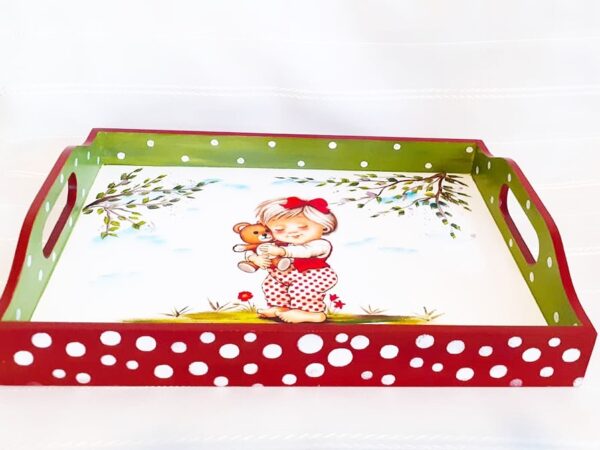 Tavita/set de mot fetita cu buline rosii