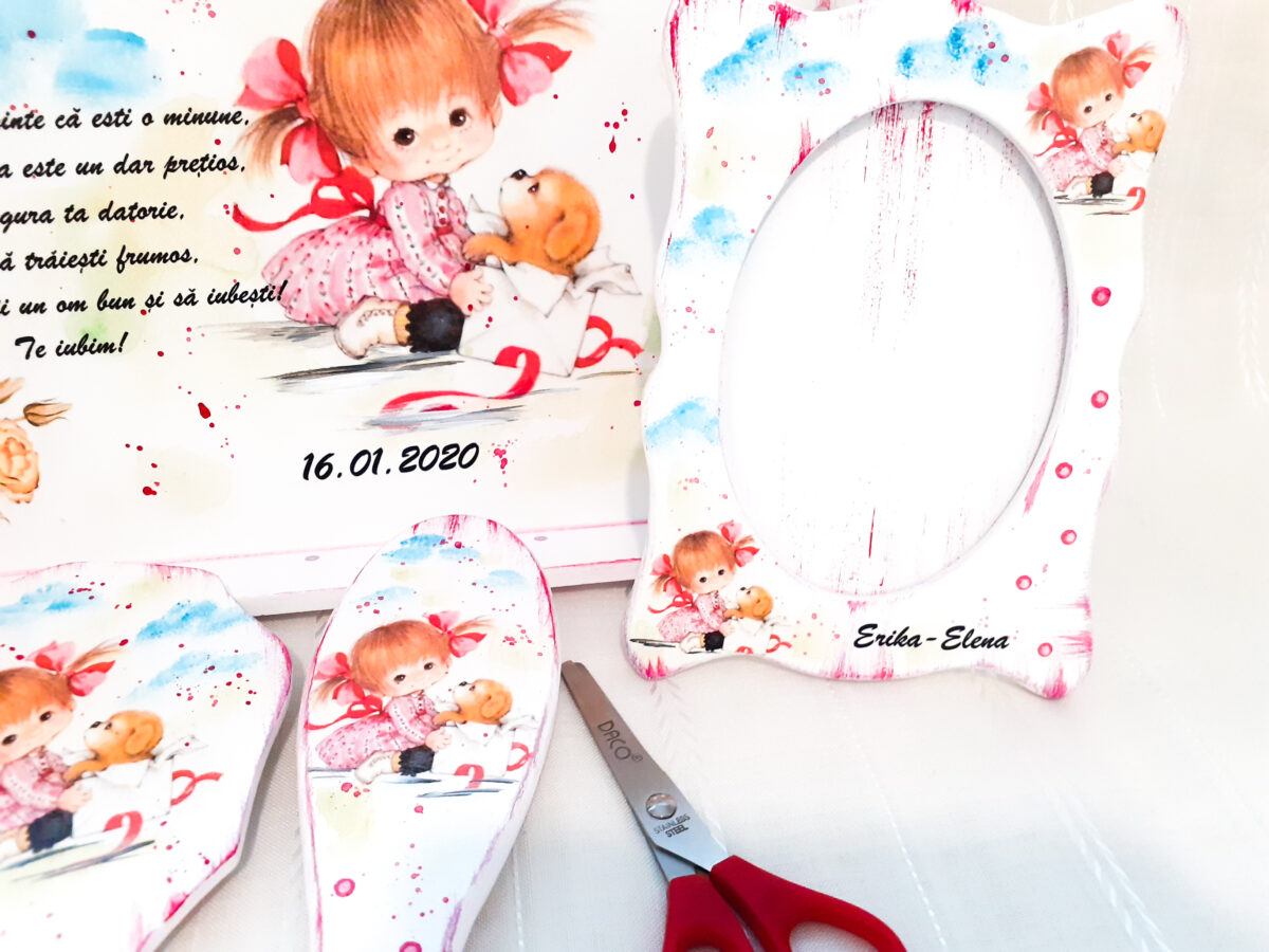 Tavita/set de mot fetita cu codite si fundite - imagine 4