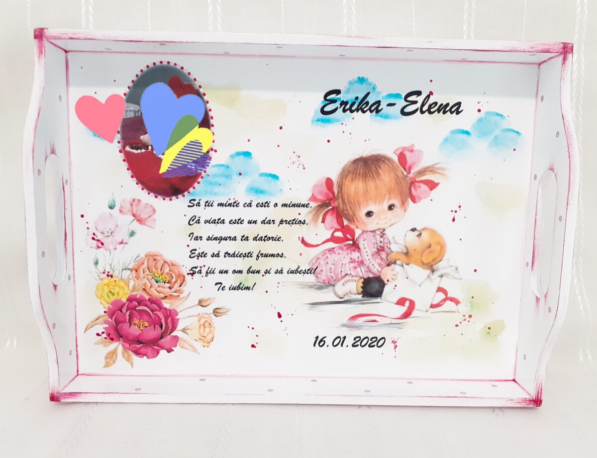 Tavita/set de mot fetita cu codite si fundite - imagine 3