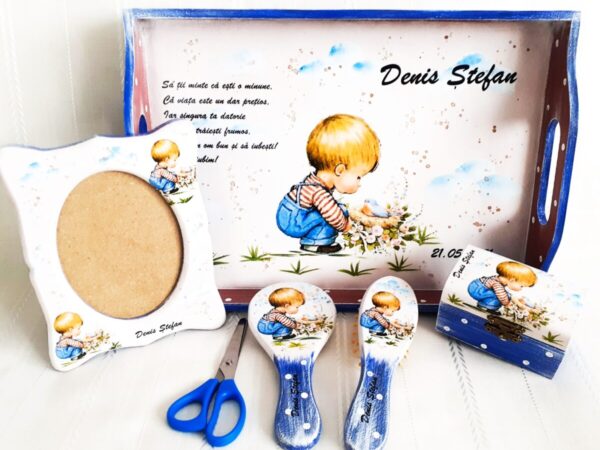 Tavita/set de mot vintage, baietelul grijuliu