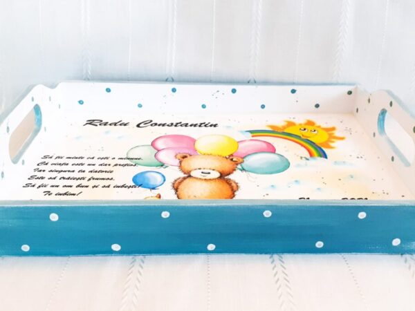 Tavita/set de mot ursulet cu baloane colorate