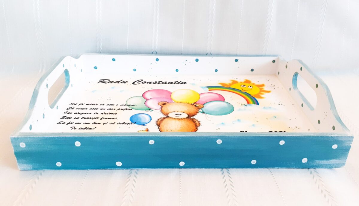 Tavita/set de mot ursulet cu baloane colorate - imagine 2