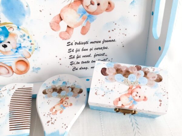 Tavita/set de mot baietel, ursulet cu baloane