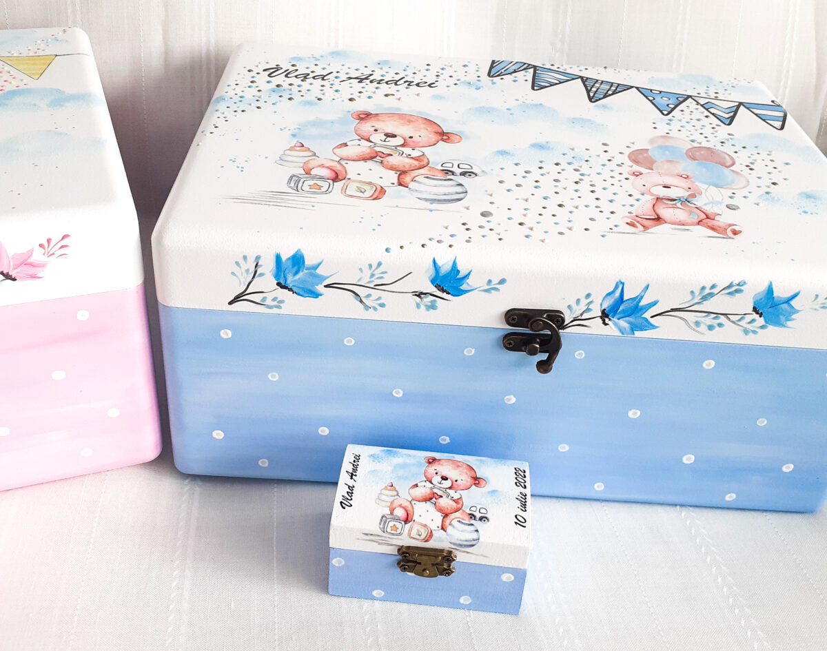 Cutie de trusou pentru botez sau mot cu ursuleti - imagine 3