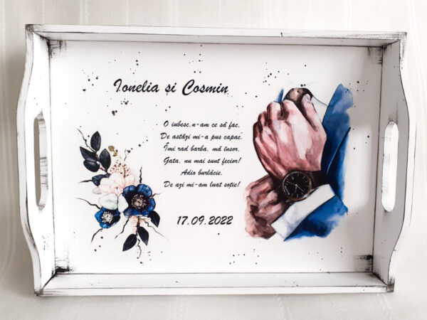 Tavita/set pentru mire, albastru inchis si negru