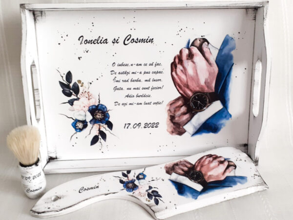 Tavita/set pentru mire, albastru inchis si negru