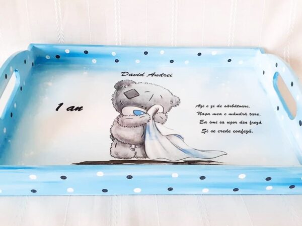 Tavita/set de mot ursuletul gri cu paturica