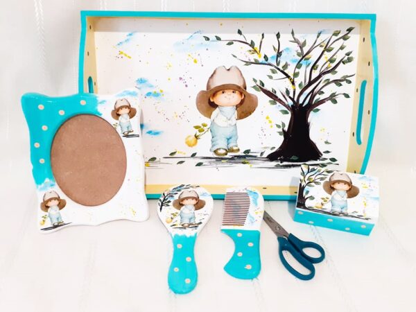 Tavita/set de mot baietelul cu trandafir galben