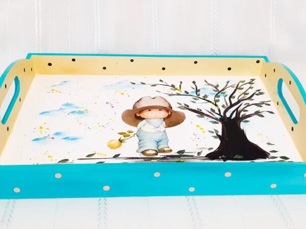 Tavita/set de mot baietelul cu trandafir galben