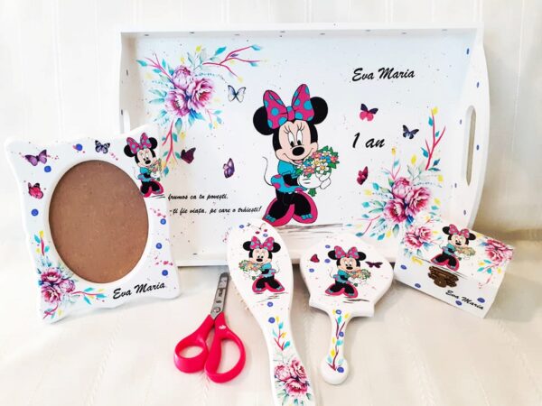 Tavita/set de mot Minnie cu flori