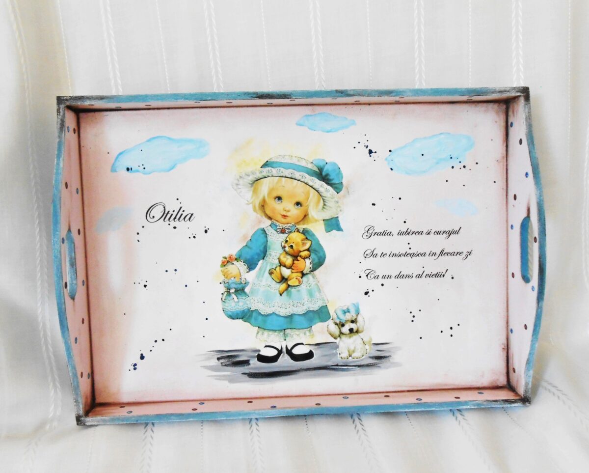 Tavita/set de mot vintage fetita la plimbare - imagine 3