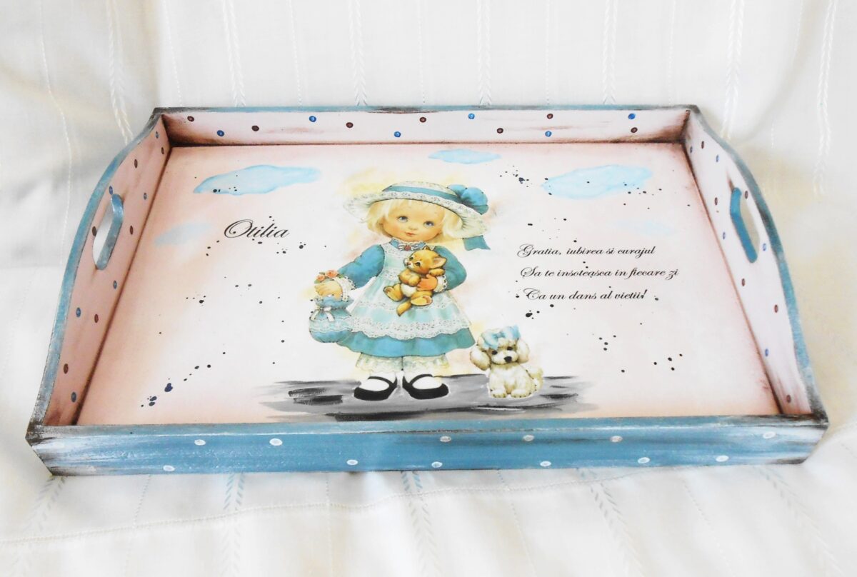 Tavita/set de mot vintage fetita la plimbare - imagine 2