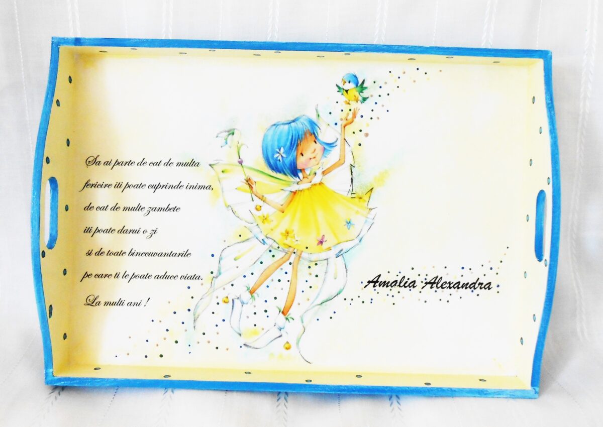 Tavita/set de mot zânuta cu par albastru - imagine 3