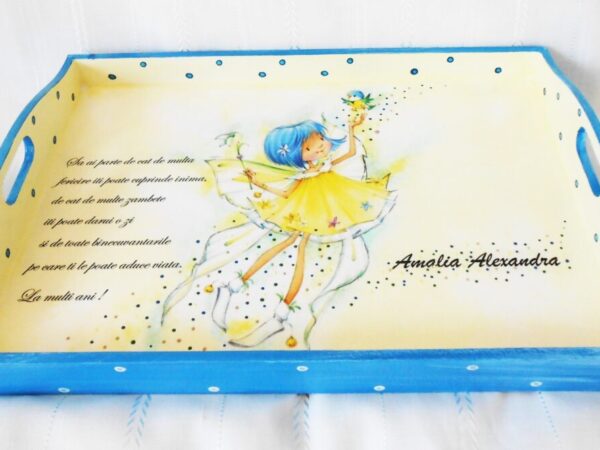 Tavita/set de mot zânuta cu par albastru