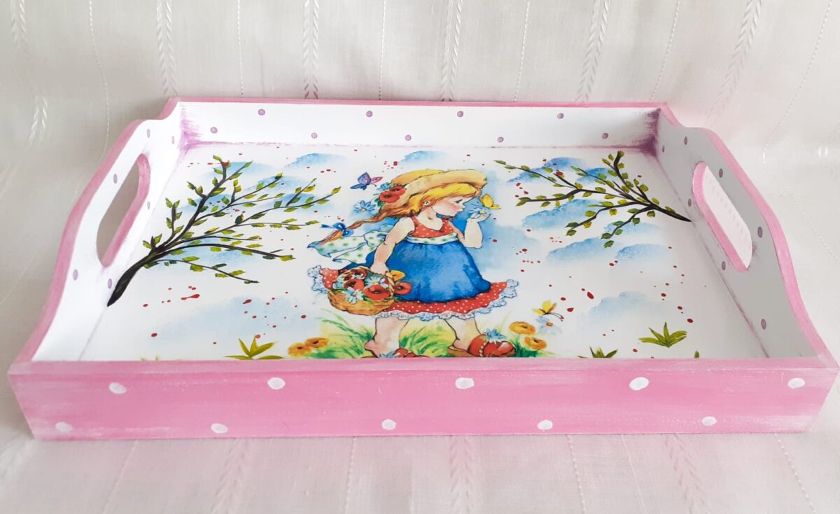 Tavita/set de mot fetita, tema vara, fetita cu palarie - imagine 2