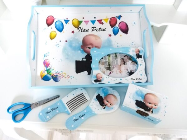 Tavita/set de mot baietel, baby boss si baloane colorate