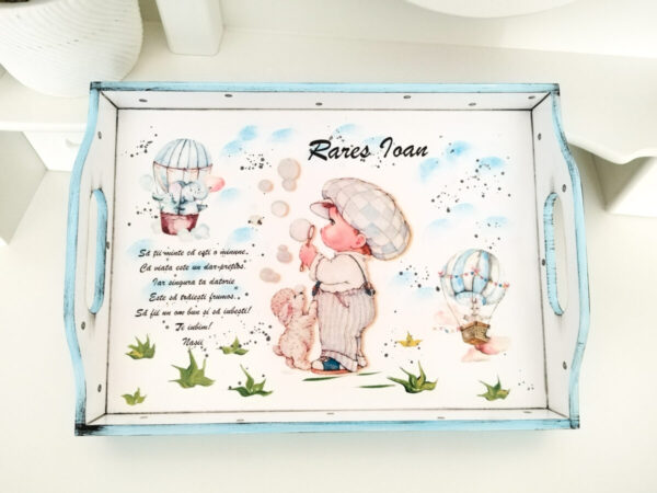 Tavita/set de mot, baietelul cu bascuta in carouri