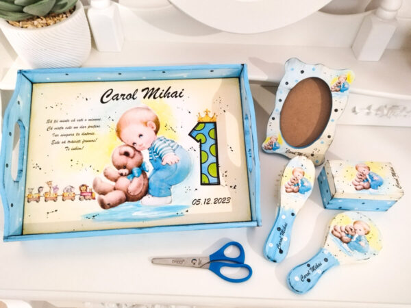 Tavita/set de mot baietel cu ursulet maro