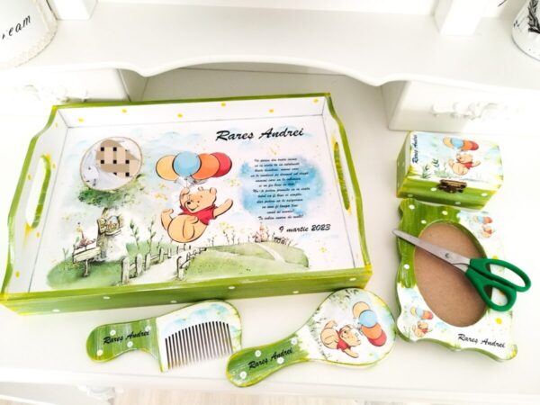 Tavita/set de de mot baietel, Pooh in zbor cu baloane