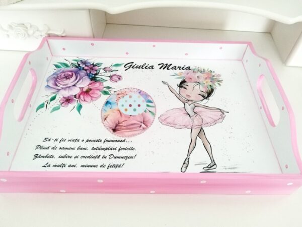 Tavita/set de mot fetita, mica balerina cu flori in par