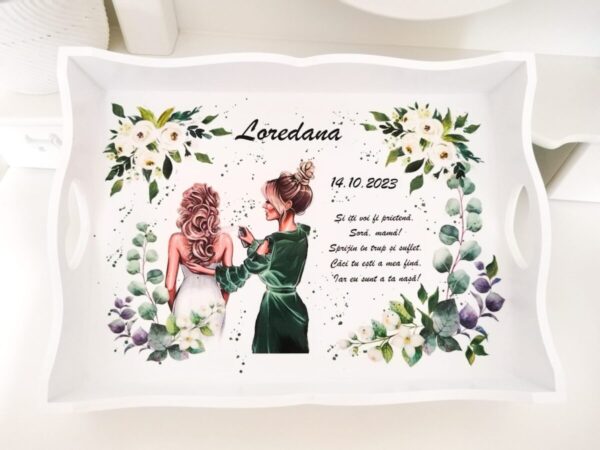 Tavita/set pentru mireasa cu flori verzi