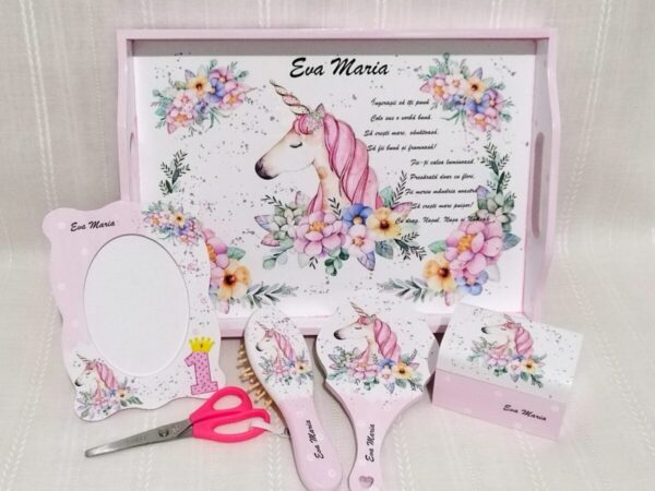 Tavita/set de mot fetiță cu unicorn