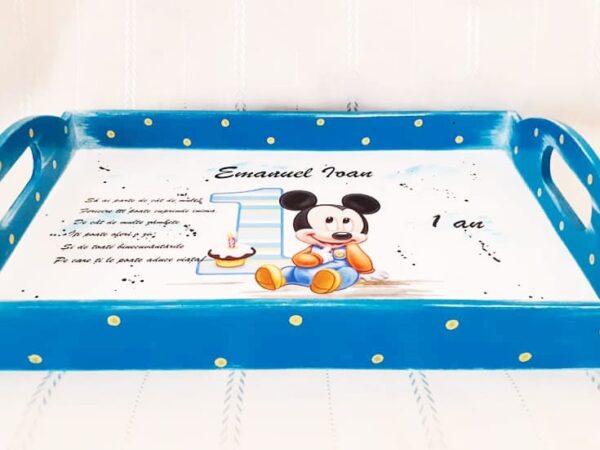 Tavita/set de mot baietel cu Mickey si cifra 1