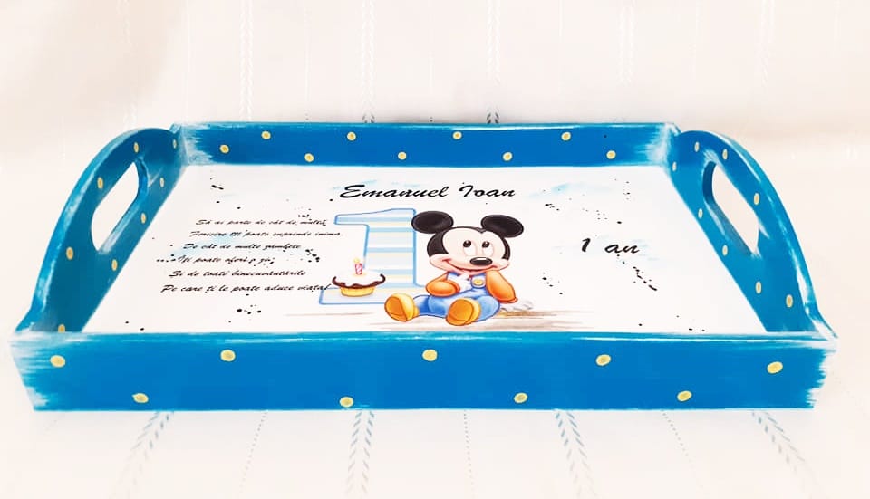 Tavita/set de mot baietel cu Mickey si cifra 1 - imagine 2
