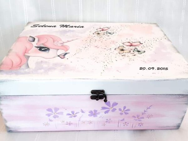 Cutie de trusou pentru botez sau mot cu unicorn