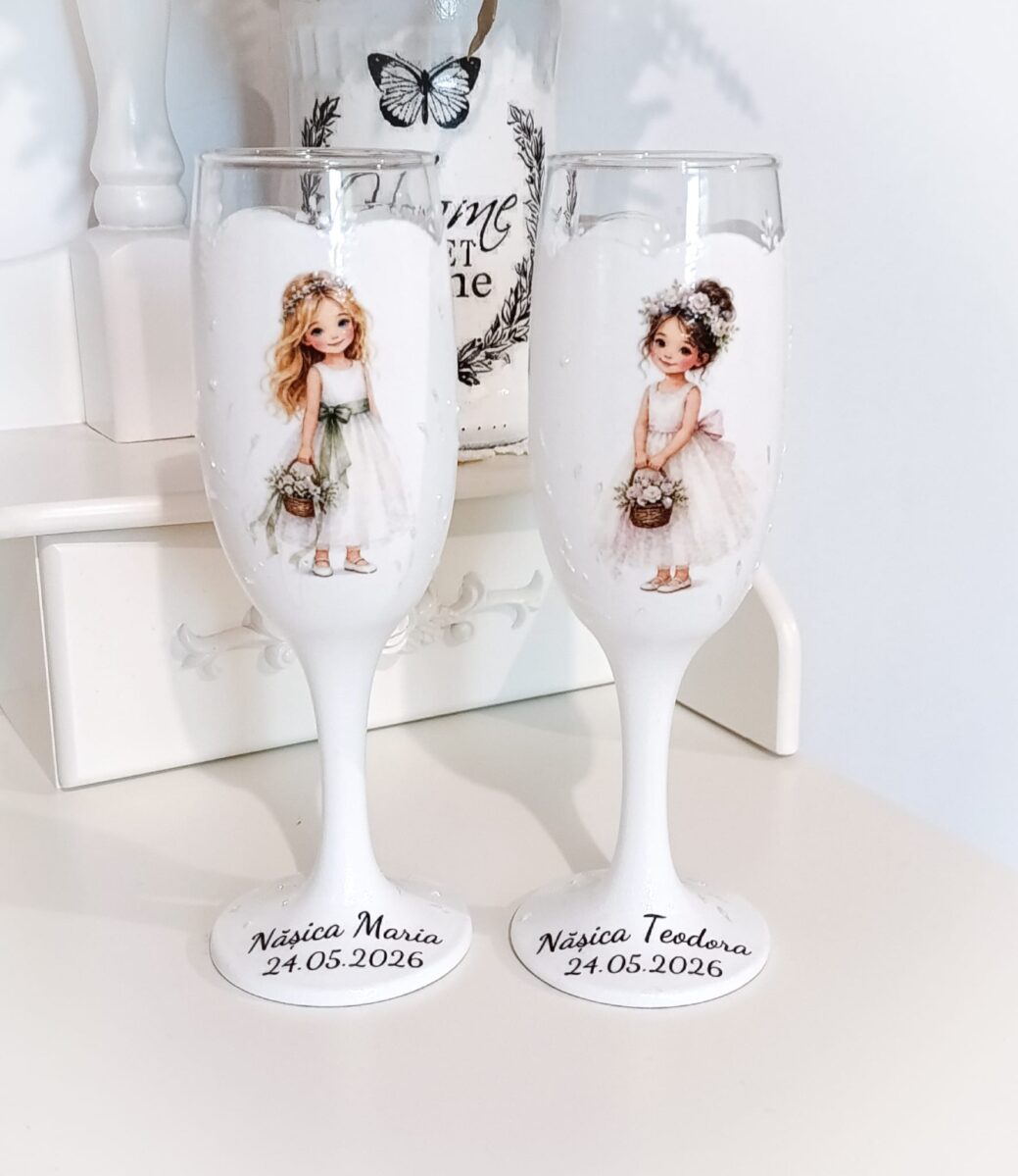 Pahare de nunta personalizate pentru miri, nași și nășice - imagine 3