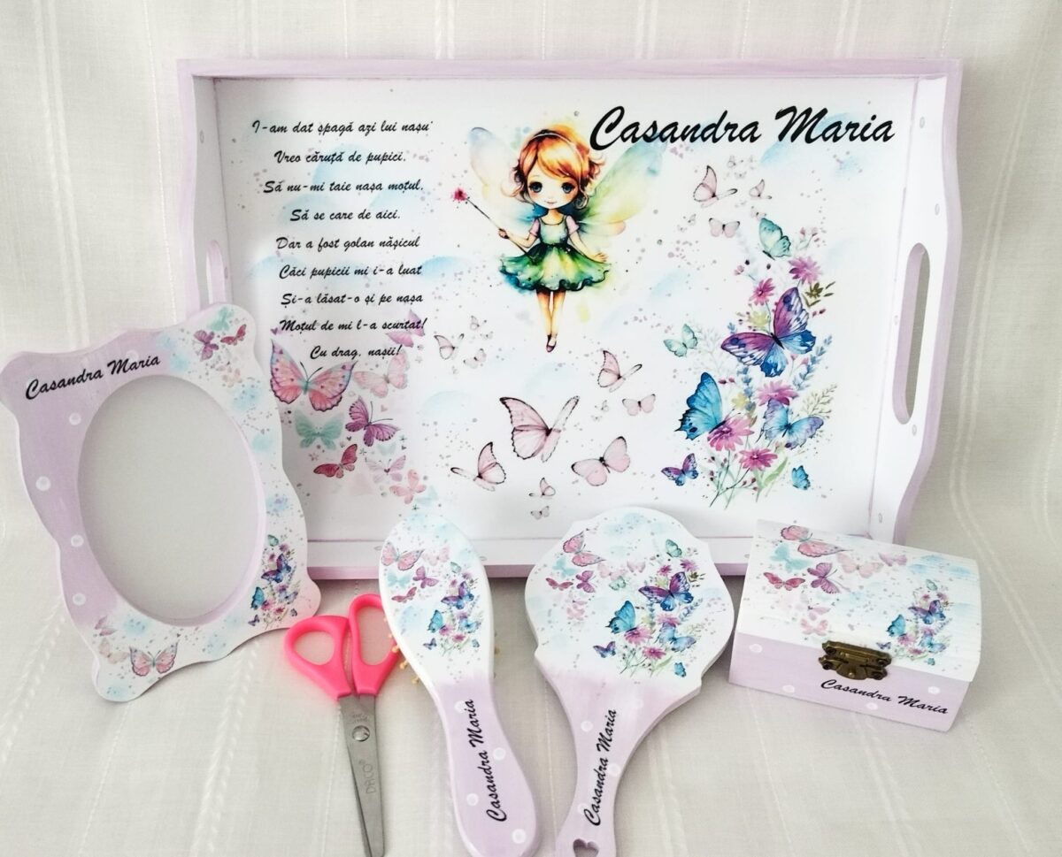 Tavita/set de mot fetita cu fluturasi