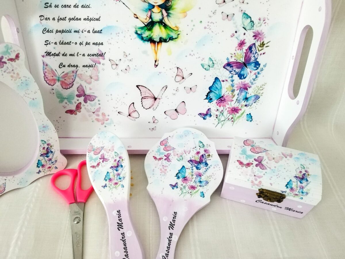 Tavita/set de mot fetita cu fluturasi - imagine 3