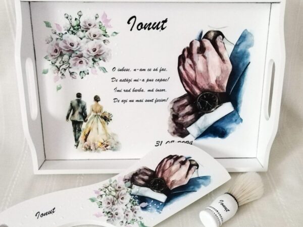 Tavita/set pentru mire cu trandafiri si miri romantici