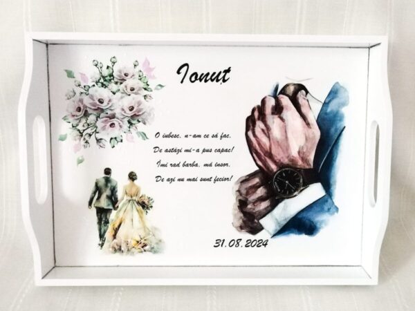 Tavita/set pentru mire cu trandafiri si miri romantici