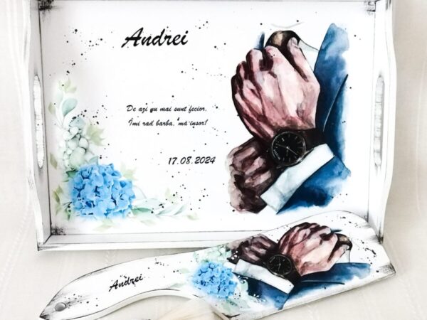 Tavita/set de mire cu hortensii albastre