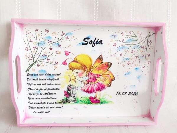 Tavita/set de mot cu fetita fluturaș