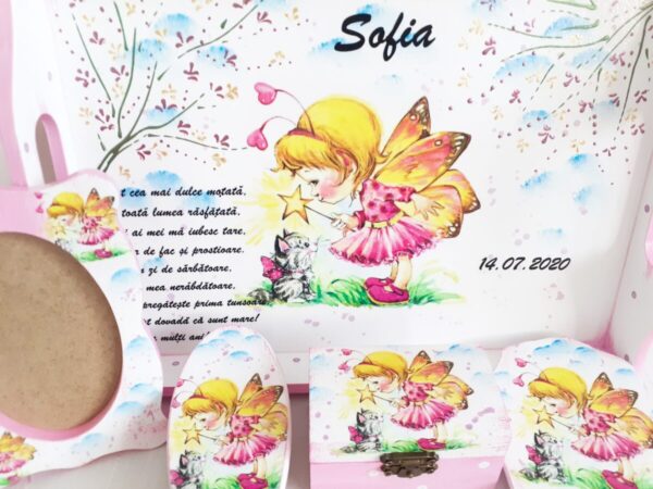 Tavita/set de mot cu fetita fluturaș