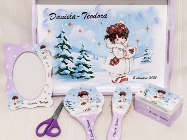 Tavita/set de mot fetita cu tematică de iarnă