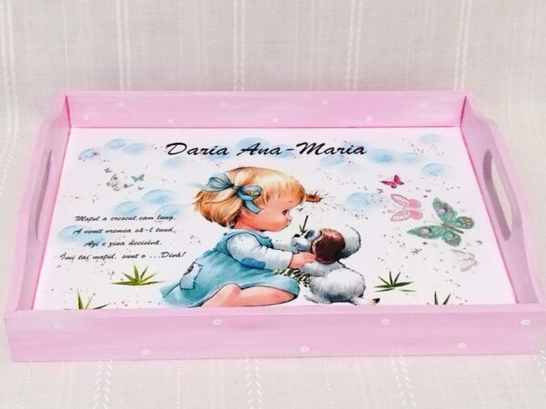 Tavita/set de mot fetita cu cățeluș