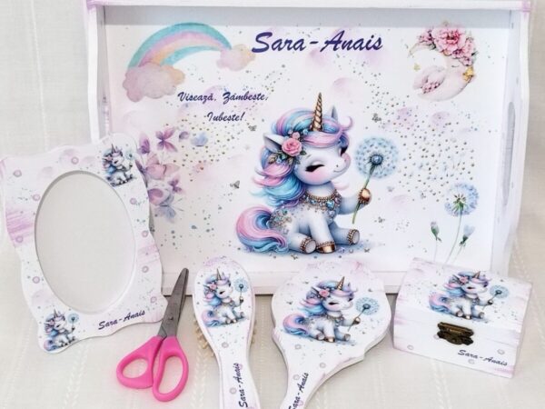 Tavita/set de mot fetita cu unicorn