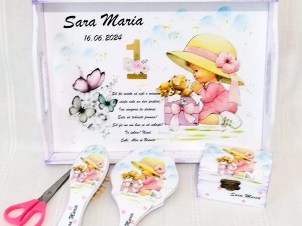 Tavita/set de mot fetita cu pisicuțe