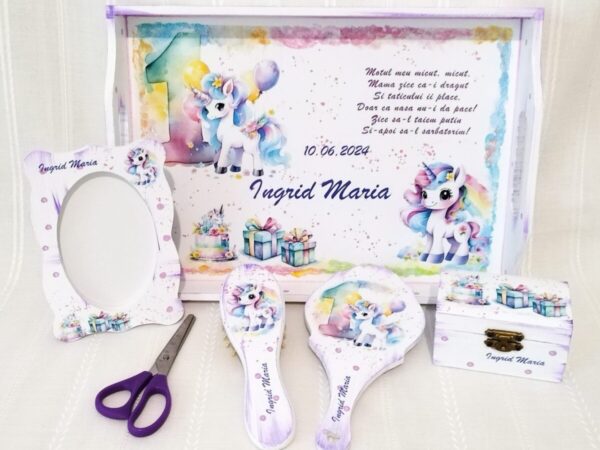 Tavita/set de mot fetita cu unicorn