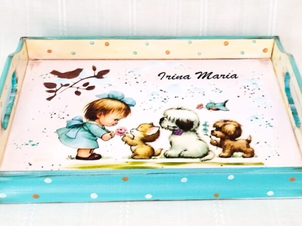 Tavita/set de mot fetita cu animăluțe