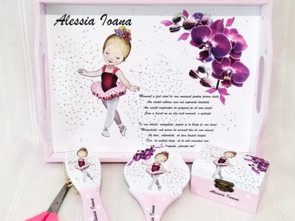 Tavita/set de mot fetita cu mica balerină