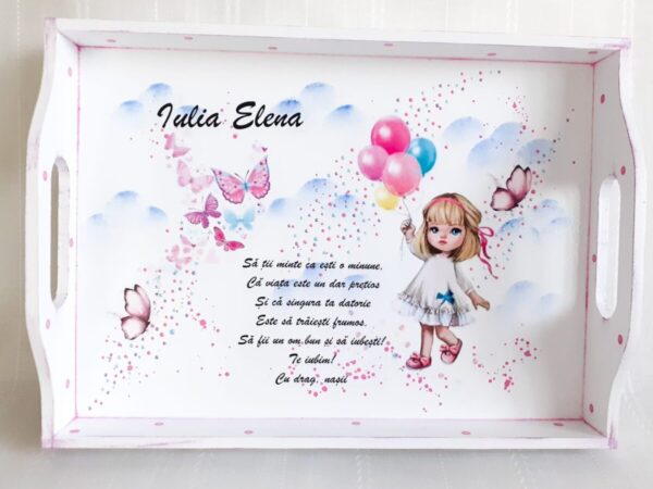 Tavita/set de mot fetita cu baloane