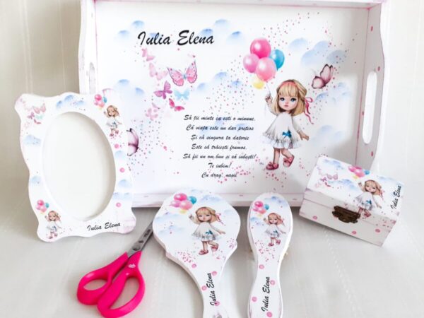 Tavita/set de mot fetita cu baloane