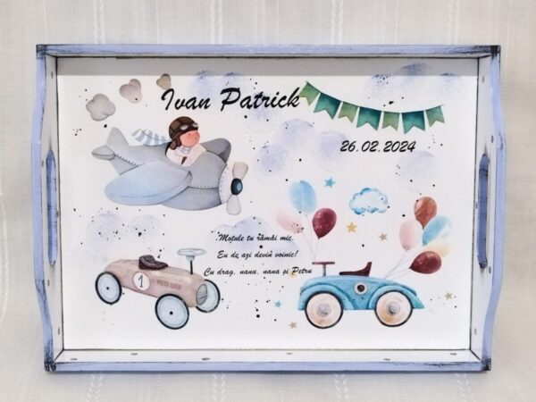 Tavita/set de mot baietel cu avion și mașini