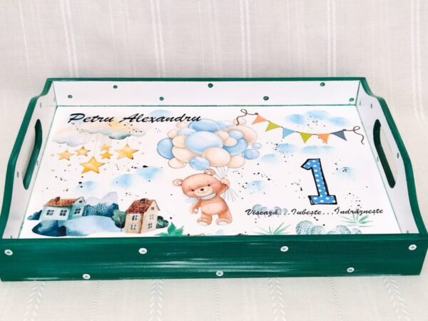 Tavita/set de mot baietel cu ursuleț cu baloane