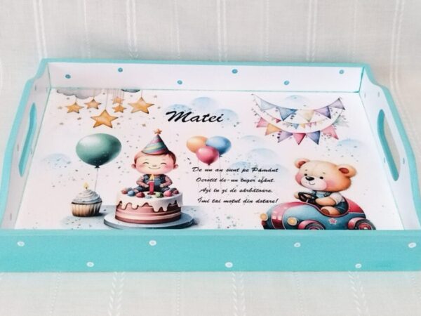 Tavita/set de mot baietel cu ursuleț și tort