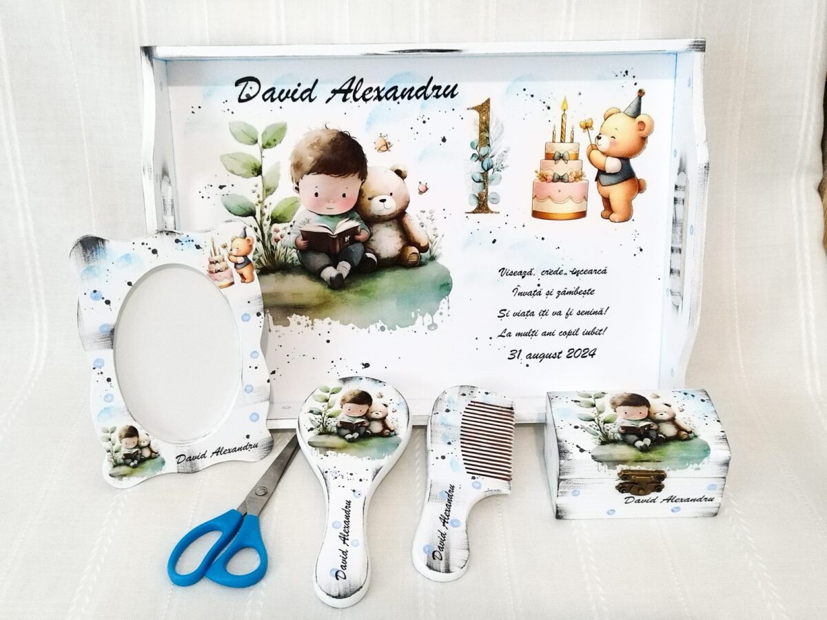 Tavita/set de mot baietel cu ursuleț